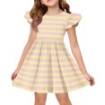 thumbnail image 1 of YOUYEDIAN Girls Midi Dress Toddler Summer Flutter Sleeve A Line Dresses Casual Print Crewneck Princess Dress (Beige, 9-10 Years), 1 of 4