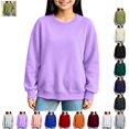 thumbnail image 1 of YOUYEDIAN Girls Oversized Sweatshirts Boys Casual Versatile Long Sleeve Fleece Crewneck Pullover Tops, 1 of 5