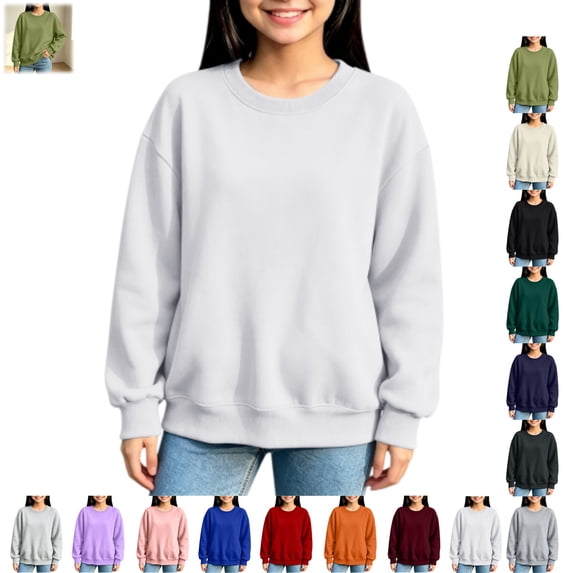YOUYEDIAN Girls Oversized Sweatshirts Boys Casual Versatile Long Sleeve Fleece Crewneck Pullover Tops