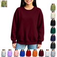 thumbnail image 1 of YOUYEDIAN Girls Oversized Sweatshirts Boys Casual Versatile Long Sleeve Fleece Crewneck Pullover Tops, 1 of 5