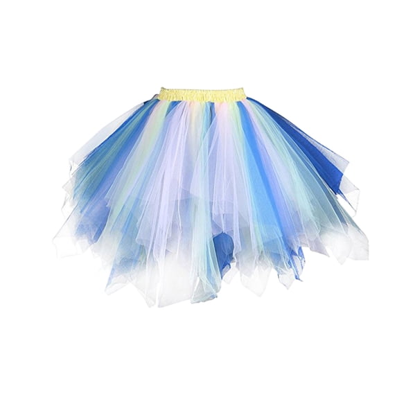 YOUYEDIAN Girls Puffy Tulle Tutu Skirt Blue Layered Petticoat for Festival