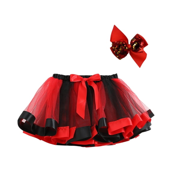 YOUYEDIAN Girls Red Tulle Tutu Skirt Layered Puffy Petticoat for Ballet