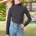 thumbnail image 1 of YOUYEDIAN Girls Ribbed Knit Long Sleeve Top, Mock Neck Shirt with Lettuce Trim, Soft Stretch Base Layer Gray 2-3 Years, 1 of 5