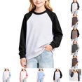 thumbnail image 1 of YOUYEDIAN Girls Shirts Casual Comfy Raglan Long Sleeve Crewneck Tops, 1 of 5