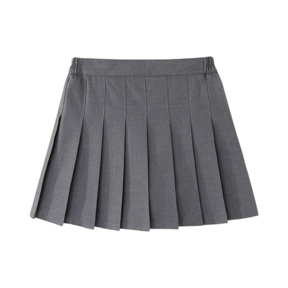 YOUYEDIAN Girls Skirts Elastic Waist Pleated School Uniform Short Skirt Causal Tennis Skorts Gray 10-11 Years
