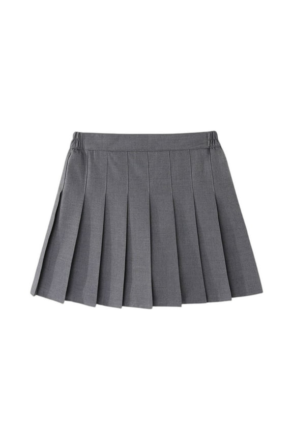 Girls Skirts Elastic Waist Pleated School Uniform Short Skirt Causal Tennis Skorts Gray 6-7 Years