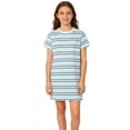 thumbnail image 1 of YOUYEDIAN Girls Summer Dress Short Sleeve Striped T Shirt Crop Dresses Casual Fashion Crewneck Sundress (Blue, 6-7 Years), 1 of 6