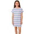 thumbnail image 1 of YOUYEDIAN Girls Summer Dress Short Sleeve Striped T Shirt Crop Dresses Casual Fashion Crewneck Sundress (Gray, 6-7 Years), 1 of 6