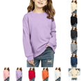 thumbnail image 1 of YOUYEDIAN Girls Sweatshirt Boys Casual Versatile Long Sleeve Pullover Fall Winter Drop Shoulder Tops, 1 of 5
