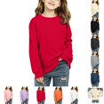 thumbnail image 1 of YOUYEDIAN Girls Sweatshirt Boys Casual Versatile Long Sleeve Pullover Fall Winter Drop Shoulder Tops, 1 of 5