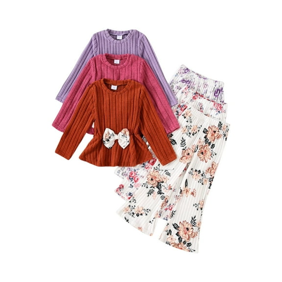 YOUYEDIAN Girls Sweatshirt Set Long Sleeve Sweatshirt and Sweatpant Sets Unisex Kids 2 Piece Sweat Suit Fall Winter Spring Outfits Multicolor 4Y