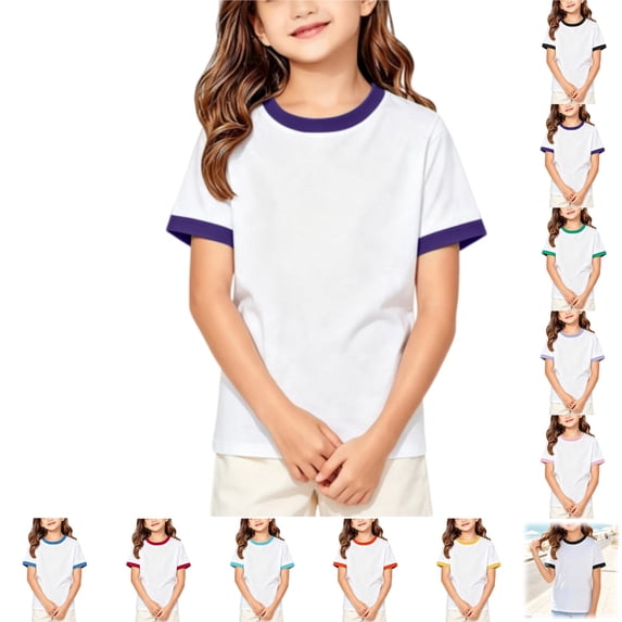 YOUYEDIAN Girls T Shirts Casual Versatile Crewneck Short Sleeve Tops