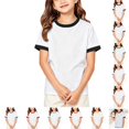 thumbnail image 1 of YOUYEDIAN Girls T Shirts Casual Versatile Crewneck Short Sleeve Tops, 1 of 5