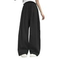 thumbnail image 1 of YOUYEDIAN Girls Wide Leg Pants Flowy Loose Fit Palazzo Pants for Girls Kids Casual Beach Linen Trousers (Black, 13-14 Years), 1 of 4