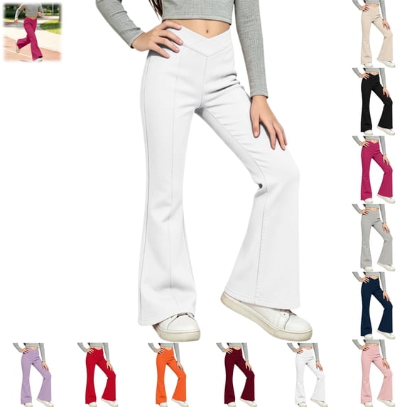YOUYEDIAN Girls Yoga Pants High Waisted Crossover Tummy Control Flare Leggings