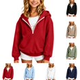 thumbnail image 1 of YOUYEDIAN Half Zip up Hoodies for Teen Girls Casual Fleece Hooded Sweatshirt Fall Winter Long Sleeve Hoodie, 1 of 4