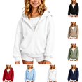 thumbnail image 1 of YOUYEDIAN Half Zip up Hoodies for Teen Girls Casual Fleece Hooded Sweatshirt Fall Winter Long Sleeve Hoodie, 1 of 4