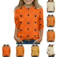 thumbnail image 1 of YOUYEDIAN Halloween 3/4 Sleeve Shirt for Kids Toddler Girls Casual Fun Graphic Crew Neck Top, 1 of 4