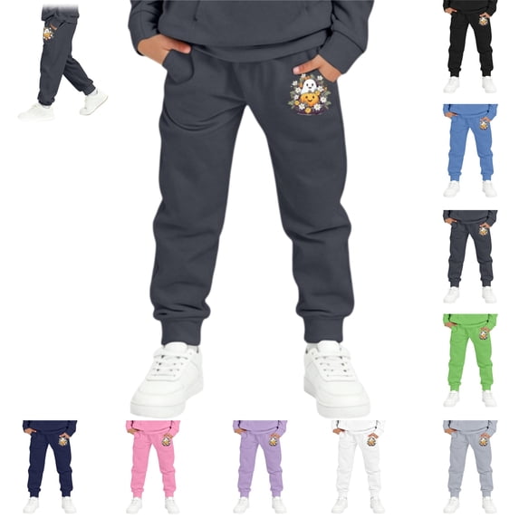 YOUYEDIAN Halloween Boys Sweatpants Funny Halloween Print Sweatpants Kids Casual Pants Athletic Fashion Trousers with Pockets (Gray, 9-10 Years)