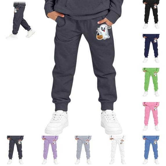 YOUYEDIAN Halloween Boys Sweatpants Kids Fashion Casual Sweatpants Funny Halloween Print Pants Athletic Trousers with Pockets (Dark Gray, 8-9 Years)