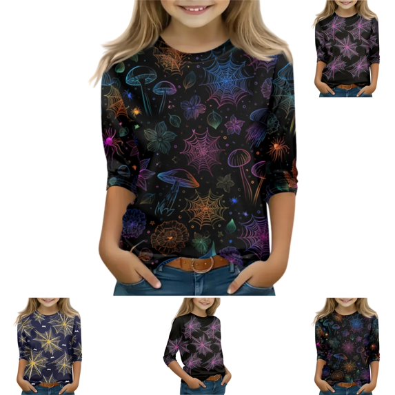 YOUYEDIAN Halloween Girls 3/4 Sleeve Shirts Toddler Boys Soft Crewneck Pullover Top