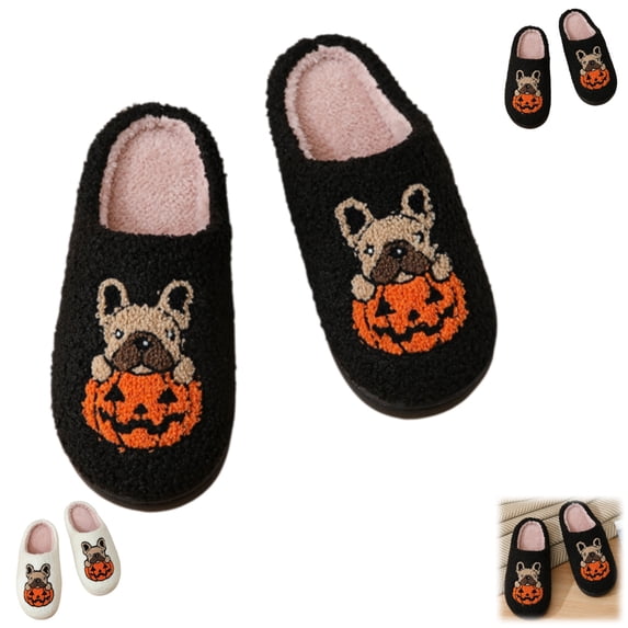 YOUYEDIAN Halloween Winter House Slippers for Women Plush Cozy Non-Slip Fleece Slippers Warm Outdoor Indoor Bedroom Shoes