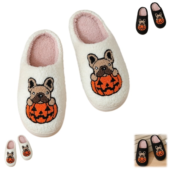 YOUYEDIAN Halloween Winter House Slippers for Women Plush Cozy Non-Slip Fleece Slippers Warm Outdoor Indoor Bedroom Shoes