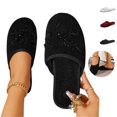 thumbnail image 1 of YOUYEDIAN House Slippers for Women Indoor Plush Slippers Winter Soft Shoes Warm Slip on Slides(Black), 1 of 5