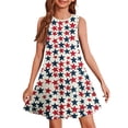 thumbnail image 1 of YOUYEDIAN Independence Day Dresses for Teens Fourth Of July Sleeveless Beige Sun Dresses Cute Stars Print Dresses 2026 Summer Midi Dress,Beige 9-10 Years, 1 of 6