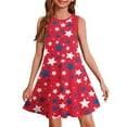thumbnail image 1 of YOUYEDIAN Independence Day Plus Size Spring Teen Dresses July 4th Sleeveless Stars Printed Sundresses Freedom Crew Neck Vacation Dress a Line Dresses 2025 Summer Cute Dresses,Red 11-12 Years, 1 of 6