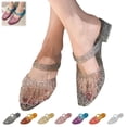 thumbnail image 1 of YOUYEDIAN Jelly Sandals for Women Summer Ballet Mesh Flats Shoes Dress Slip on Wide Closed Toe Mary Jane Mules Beach Walking Sandals (Black), 1 of 5