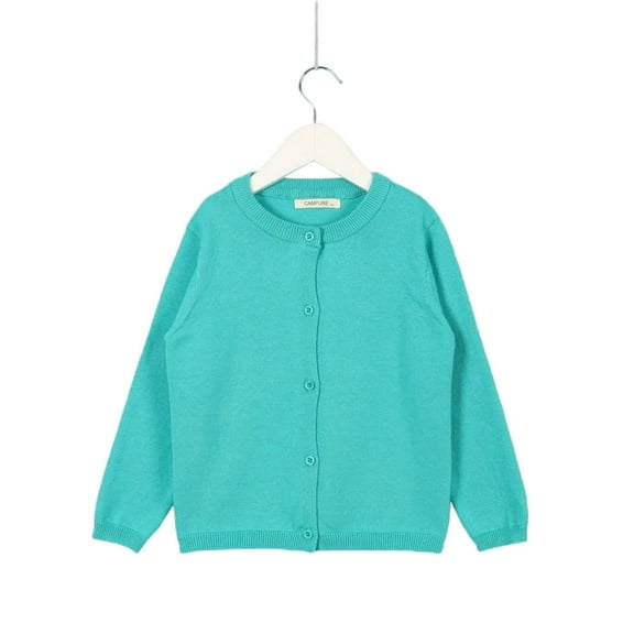 YOUYEDIAN Kids Baby Girls Cardigan Sweater Button Down Long Sleeve Crewneck Cotton Sweater Uniform Cardigan Kids Knit Sweater Outerwear for Girls and Boys Cyan 9-10 Years