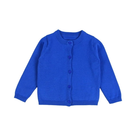 YOUYEDIAN Kids Baby Girls Cardigan Sweater Button Down Long Sleeve Crewneck Cotton Sweater Uniform Cardigan Kids Knit Sweater Outerwear for Girls and Boys Royal Blue 9-10 Years