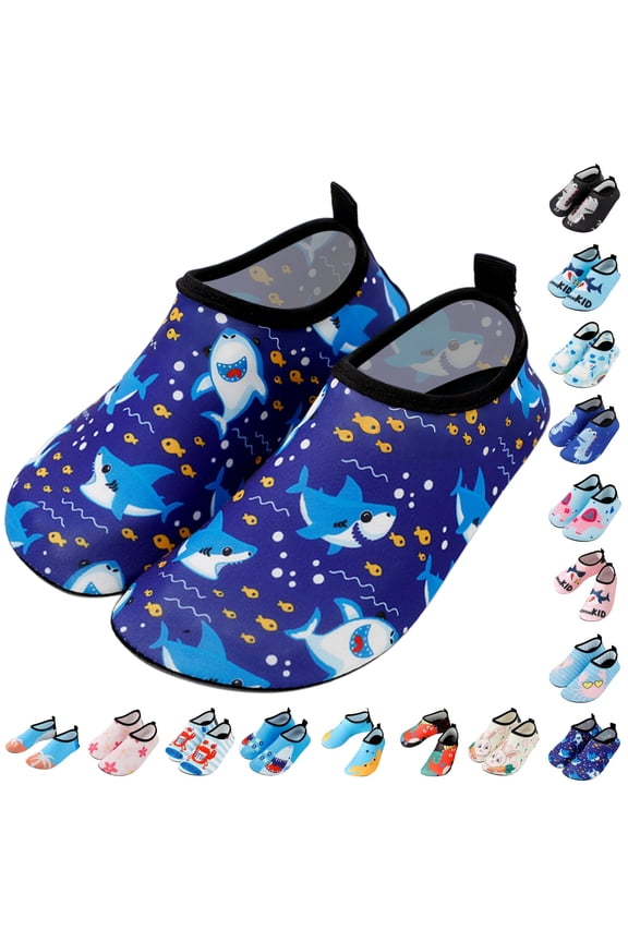 Kids Boys Girls Swim Water Shoes, Toddler Kids Non-Slip Beach Shoes,Barefoot Sports Shoes Aqua Socks for Beach Outdoor Sports (Navy, 4 Big Kid)