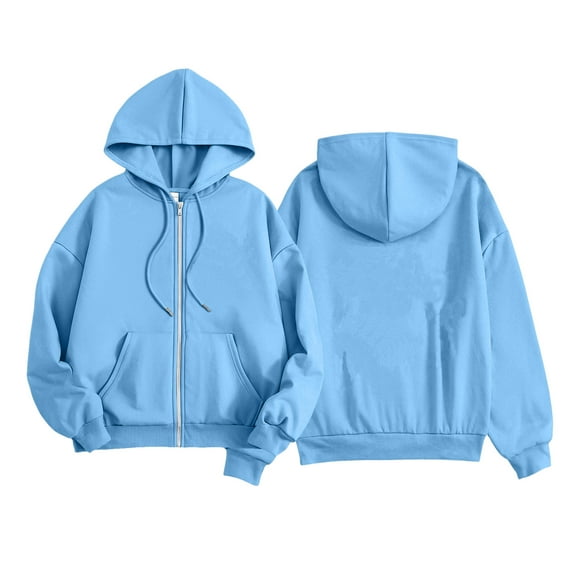 YOUYEDIAN Kids Full Zip up Hoodies with Pockets Long Sleeve Hooded Jacket Casual Sweatshirts for Boys Girls Blue 11-12 Years