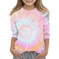 thumbnail image 1 of YOUYEDIAN Kids Girls 3/4 Sleeve Shirts 2026 Floral Graphic Tops Crewneck T-Shirt Casual Clothes Pink 4-5 Years, 1 of 4