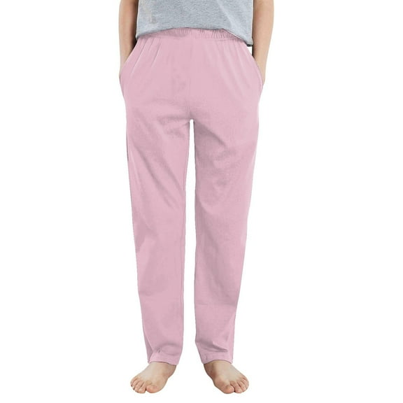 YOUYEDIAN Kids Girls Boys Plaid Pajama Pants – Soft Lounge Sleep Bottoms with Elastic Waist and Pockets Pink 6-7 Years