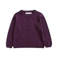 thumbnail image 1 of YOUYEDIAN Kids Girls Cardigan Sweaters Lightweight Long Sleeve School Uniform Ribbed Knit Girl Coat Dark Purple 8-9 Years, 1 of 3