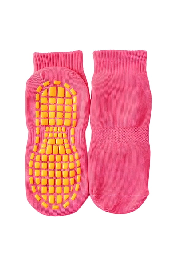 Kids Grip Socks Toddler Boys Girls Cute Cozy Non Slip Ankle Slipper Socks Indoor Breathable Trampoline Socks (Hot Pink, XS)