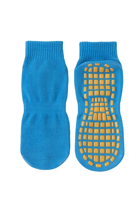 Kids Grip Socks Toddler Boys Girls Cute Cozy Non Slip Ankle Slipper Socks Indoor Breathable Trampoline Socks (Royal Blue, S)
