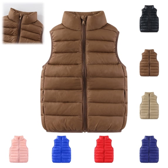 YOUYEDIAN Kids Puffer Vest Jacket Boys Girls Winter Windbreaker Warm Zipper Mock Neck Down Coat