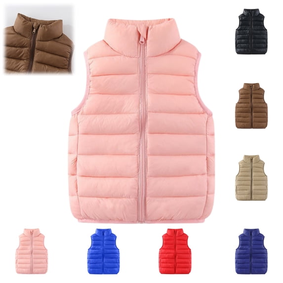 YOUYEDIAN Kids Puffer Vest Jacket Boys Girls Winter Windbreaker Warm Zipper Mock Neck Down Coat