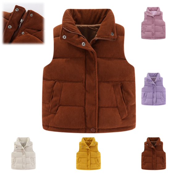YOUYEDIAN Kids Quilted Vest Jacket Boys Girls Winter Windbreaker Warm Zipper Mock Neck Padded Coat