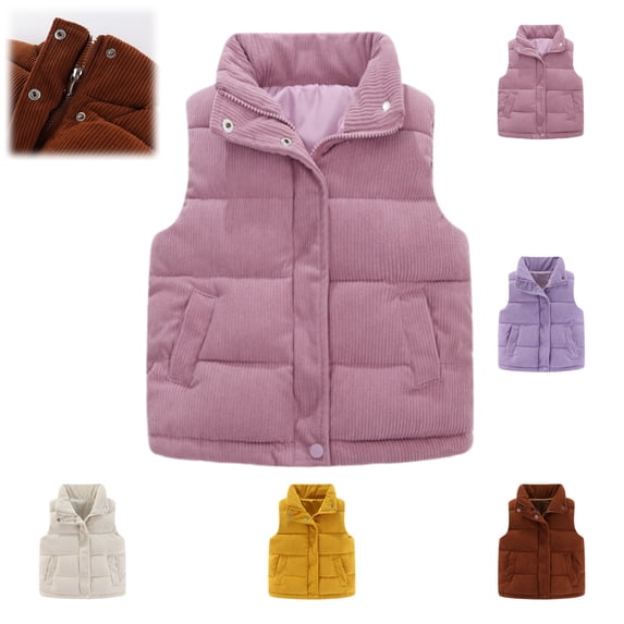 YOUYEDIAN Kids Quilted Vest Jacket Boys Girls Winter Windbreaker Warm Zipper Mock Neck Padded Coat