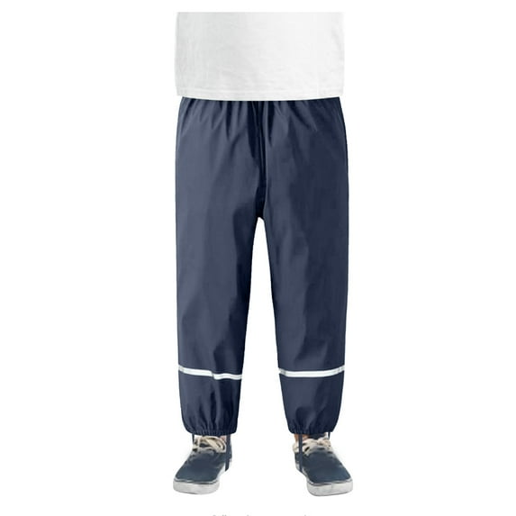 YOUYEDIAN Kids Rain Pants Kids Toddler Waterproof Lightweight Solid Rain Pants Breathable Mud Pants Navy 1-2 Years