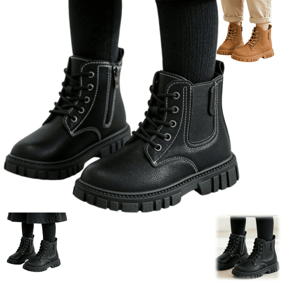 YOUYEDIAN Lace Up Boots for Kids Boys Versatile Soft Sole Ankle Boots Girls Casual Fashion Booties