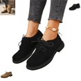 thumbnail image 1 of YOUYEDIAN Loafers for Women Spring Fall Block Heel Versatile Solid Color Comfy Fashion Slip On Flats Casual Lace-up Warm Outdoor Vintage Walking Shoes, 1 of 5