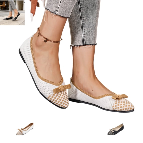 YOUYEDIAN Loafers for Women Casual Pointed Toe Fashion Knit Soft Slip On Flats Versatile Comfy Breathable Walking Shoes