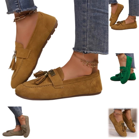 YOUYEDIAN Loafers for Women Casual Versatile Comfy Flat Shoes Fashion Round Toe Shoes