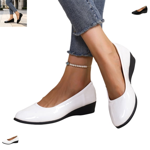 YOUYEDIAN Loafers for Women Comfortable Versatile Pointed Toe Fashion Wedge Heel Non Slip Flats Casual Low Cut Outdoor Walking Shoes